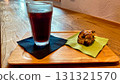 Iced coffee and chocolate scone 131321570