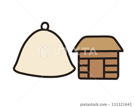 Simple sauna hat and sauna facility illustration 131321641