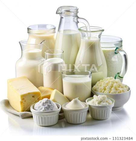 Assorted Dairy Products Including Milk and Cheese. Generative AI Assorted Dairy Products Including Milk and Cheese. Generative AI 131323484