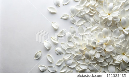 Cluster of White Flowers on Wall. Generative AI Cluster of White Flowers on Wall. Generative AI 131323485