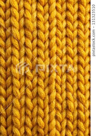 Close Up of Mustard Yellow Knitted Fabric. Generative AI Close Up of Mustard Yellow Knitted Fabric. Generative AI 131323510