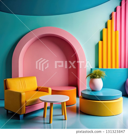 Vibrant Room With Couch and Table. Generative AI Vibrant Room With Couch and Table. Generative AI 131323847