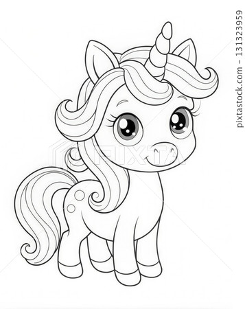 Cute Little Pony With Long Mane. Generative AI 131323959