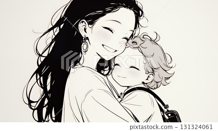 嬰兒和母親（簡單的顏色） 131324061