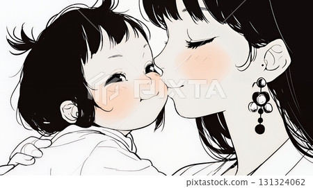 嬰兒和母親（簡單的顏色） 131324062