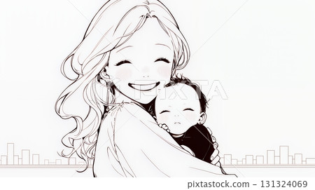 Baby and mother (simple colors) 131324069