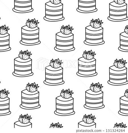Seamless bakery pattern with layered cakes and strawberries Seamless bakery pattern with layered cakes and strawberries 131324264