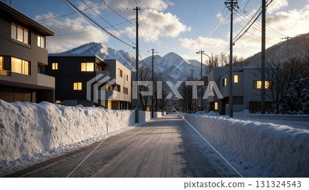 雪國生活與冬日都市風光：白雪皚皚的都會風光與住宅區 131324543