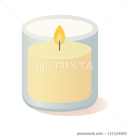 Cartoon style candle in glass jar on white background Cartoon style candle in glass jar on white background 131324805