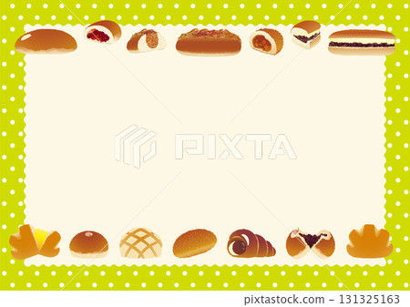 Bread frame_Nostalgic bread collection_Polka dot tablecloth and lunch mat_Horizontal position Yellow-green 131325163