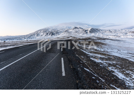 Winter scenery of the Snaefellsnes Peninsula: Snowy mountains and fishing villages, a spectacular view of Iceland Winter scenery of the Snaefellsnes Peninsula: Snowy mountains and fishing villages, a spectacular view of Iceland 131325227