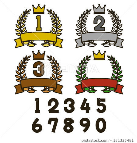 帶有排名的月桂花環插圖 131325491