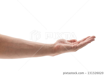 Adult man hand hold isolated on white background 131326020