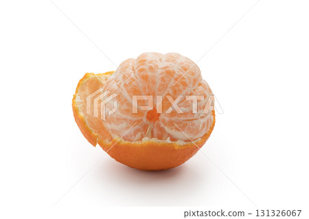 Peeled tangerine or mandarin fruit on white background isolated 131326067