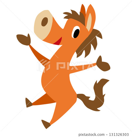 Hand-drawn relaxed horse character (New Year's, zodiac, horse, nice to meet you) 131326303