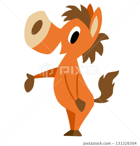 Hand-drawn relaxed horse character (New Year's, zodiac, horse, please, introduction) 131326304
