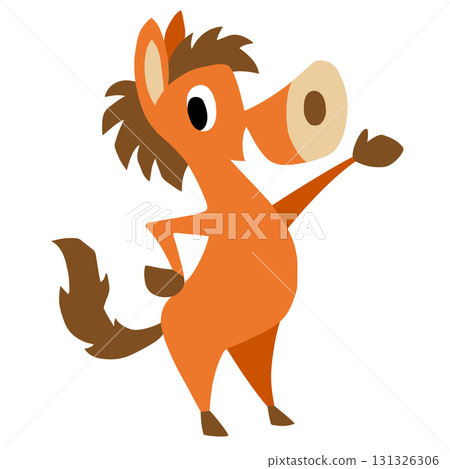 Hand-drawn relaxed horse character (New Year's, zodiac, horse, introduction, guide) Hand-drawn relaxed horse character (New Year's, zodiac, horse, introduction, guide) 131326306