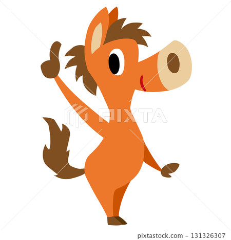 Hand-drawn loose horse character (New Year's, zodiac, horse, index finger) Hand-drawn loose horse character (New Year's, zodiac, horse, index finger) 131326307