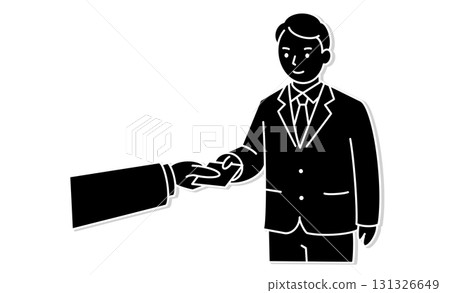 Line drawing illustration icon of businessmen exchanging business cards 131326649