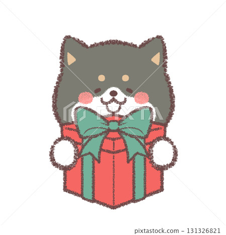 Black Shiba Inu happy to receive a gift Black Shiba Inu happy to receive a gift 131326821