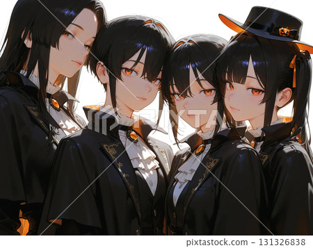 Chic Gothic Halloween character illustration (horizontal 02) 131326838