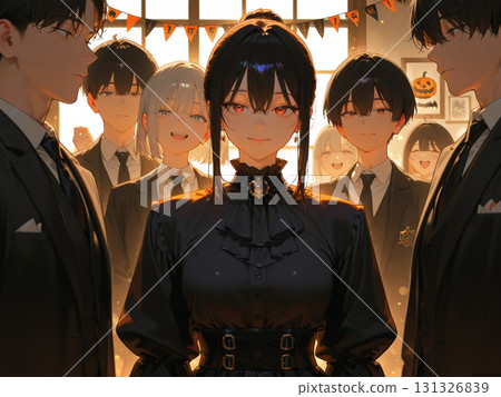 Chic Gothic Halloween character illustration (horizontal 03) 131326839