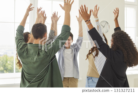 Team building games for teens, group of student friends entertain and relieve stress together Team building games for teens, group of student friends entertain and relieve stress together 131327211