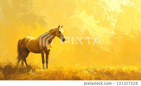 Hand drawn horse on a soft yellow background Hand drawn horse on a soft yellow background 131327228