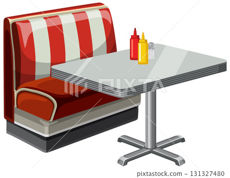 Retro Diner Booth with Condiment Bottles Retro Diner Booth with Condiment Bottles 131327480