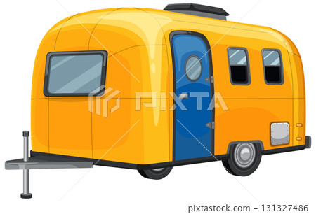 Bright Yellow Camper Trailer Vector Illustration Bright Yellow Camper Trailer Vector Illustration 131327486
