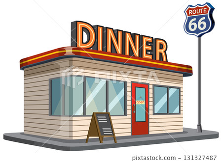 Retro Diner on Route 66 Vector Illustration 131327487