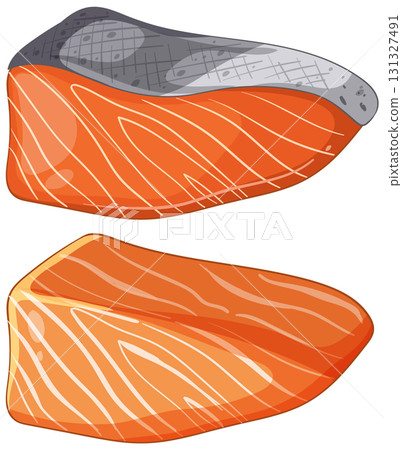 Realistic Vector Illustration of Salmon Fillets 131327491