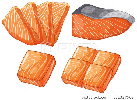 Vector Illustration of Fresh Salmon Cuts 131327502