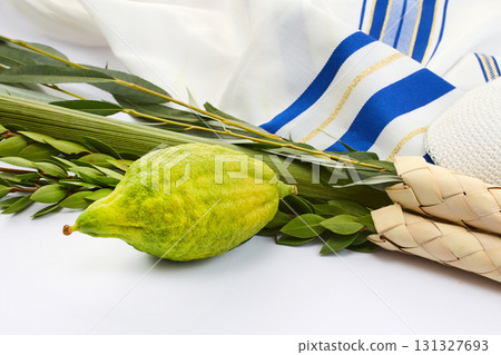 Sukkot Festival Symbols. Sukkot items featuring a lulav, etrog Sukkot Festival Symbols. Sukkot items featuring a lulav, etrog 131327693