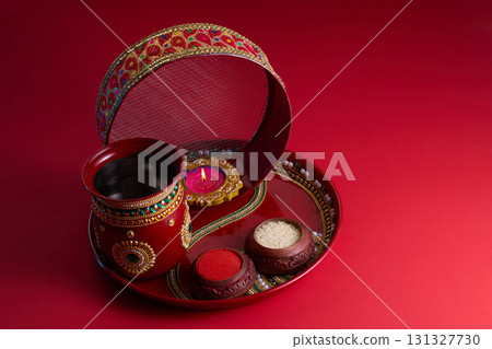 Happy karwa chauth celebration. Karwa Chauth celebration on the night Happy karwa chauth celebration. Karwa Chauth celebration on the night 131327730