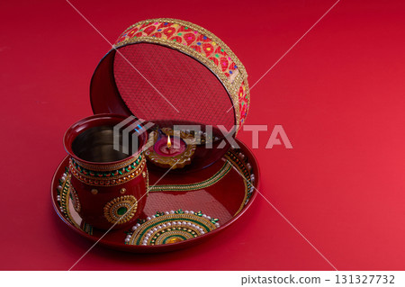 Happy karwa chauth celebration. Karwa Chauth celebration on the night Happy karwa chauth celebration. Karwa Chauth celebration on the night 131327732
