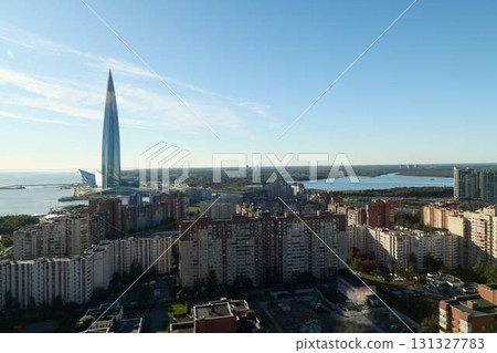 A stunning cityscape highlighting the Lakhta Center and diverse modern architecture A stunning cityscape highlighting the Lakhta Center and diverse modern architecture 131327783