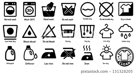 Laundry Symbols Pictogram Set 131328205
