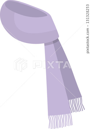 A light purple winter scarf with tassels, flowing elegantly against a solid black background. 131328253