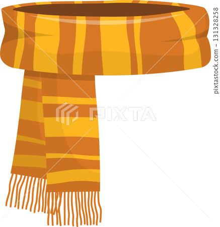 A cozy yellow and brown striped scarf with tassels, perfect for staying warm during chilly days. A cozy yellow and brown striped scarf with tassels, perfect for staying warm during chilly days. 131328258
