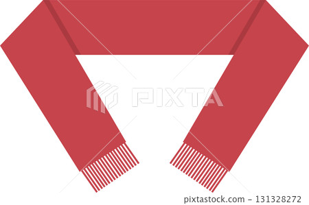 A minimalistic illustration of a red, fringed scarf lying flat against a black background. A minimalistic illustration of a red, fringed scarf lying flat against a black background. 131328272