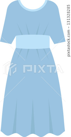 Light blue dress with short sleeves and an empire waistline, perfect for a casual or summer event. Light blue dress with short sleeves and an empire waistline, perfect for a casual or summer event. 131328285