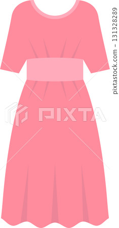 Pink dress with short sleeves and belt, perfect for a casual or semi-formal occasion. Pink dress with short sleeves and belt, perfect for a casual or semi-formal occasion. 131328289