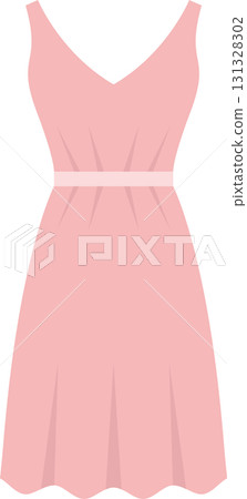 Illustration of a light pink, sleeveless dress with a fitted bodice and flared skirt design. Illustration of a light pink, sleeveless dress with a fitted bodice and flared skirt design. 131328302