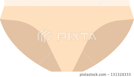 A simple illustration of a pair of women's underpants in a nude tone, on a black background. 131328333