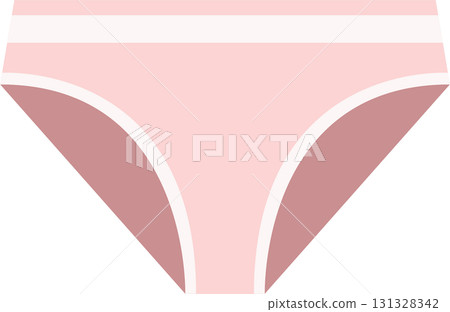 A pink pair of ladies underwear with an elastic waistband. The design is simple and modern. 131328342