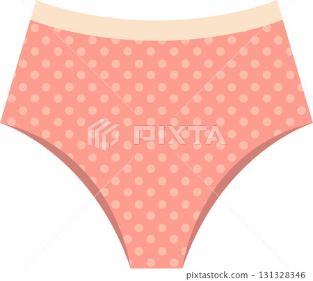 Cartoon image of pink panties with pale pink dots and a pale cream colored band at the top. 131328346