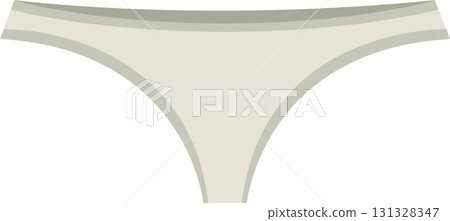 Beige thong underwear on a black background. Simple design with minimal stitching detail. 131328347