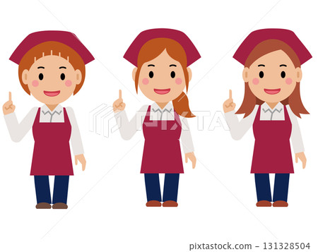 Smiling in the number one pose. A woman in a crimson apron and a headband. Part 2 Smiling in the number one pose. A woman in a crimson apron and a headband. Part 2 131328504
