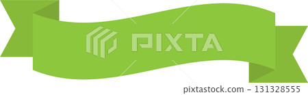 Stylized flowing light green ribbon illustration with folds and angled edges isolated. 131328555